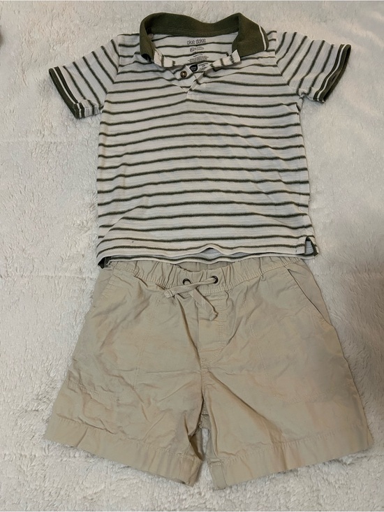 Other - Boys size 6 Olive Green striped shirt and shorts